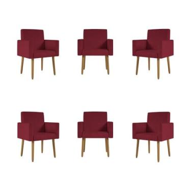 Imagem de Kit 06 Cadeiras Poltronas Decorativa - Escritório - Recepção Cor:marsala