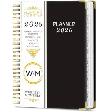 Imagem de Agenda 2026, calendário semanal e mensal do ano acadêmico de 2026 (janeiro de 2026 a dezembro de 2026), agenda para estudante escolar, professor, casa, escritório (preto (JAN2026-DEC2026))