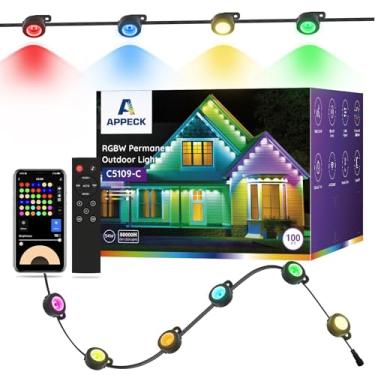 Imagem de APPECK Luzes permanentes externas de 30 metros com 72 LEDs, modos de cena DIY, cordão de luzes RGBW inteligentes à prova d'água, aplicativo e controle remoto para Natal, feriado,