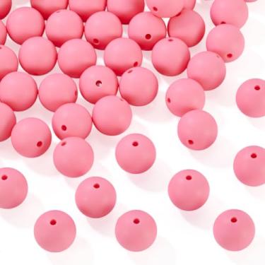 Imagem de 50 contas de silicone 15 mm contas focais redondas de silicone de borracha espaçadores soltos para canetas com contas, chaveiro faça você mesmo, colar, pulseira da amizade, joias, artesanato, orifício