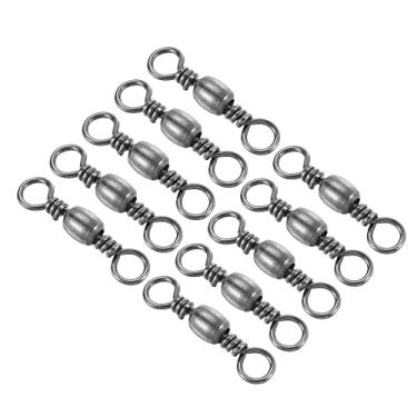 Imagem de Barril de pesca giratório, 50 peças de aço inoxidável 25,9 kg anel sólido terminal equipamento para pesca em água salgada em água doce, preto