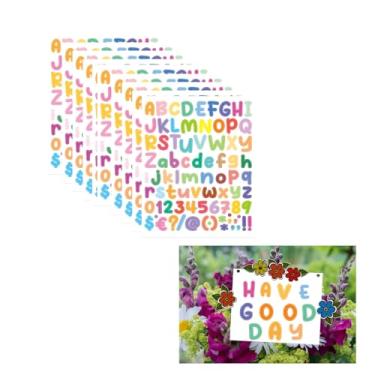 Imagem de 800 adesivos de alfabeto e símbolo, conjunto de vinil autoadesivo de 10 folhas, adesivos coloridos de artesanato DIY para álbuns, projetos escolares, decoração de sala de aula e etiquetas de números