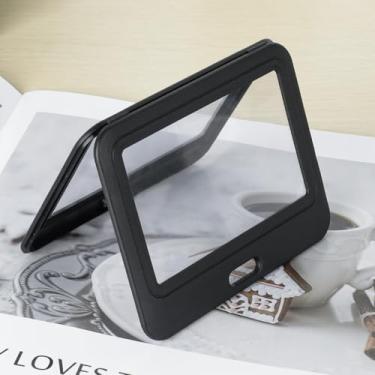 Imagem de Porta-crachá de identidade com janelas frente e verso, capa de plástico rígido horizontal, bolsa protetora de cartão preto para escritório, escola, cartões de crédito, cartões de crédito de