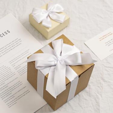 Imagem de Fita de cetim branco de dupla face, fita de poliéster de 2,5 cm x 50 metros para embalagem de presente, artesanato, fabricação de laços, costura, buquê de flores, decoração de festa de casamento