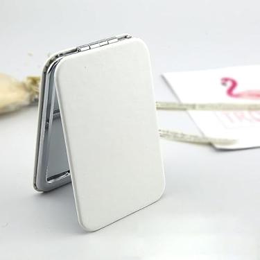 Imagem de Espelho de bolso para mulheres, espelho compacto, pequenos espelhos de maquiagem de viagem com ampliação, espelhos cosméticos portáteis presentes para tia amiga dela acampamento feminino (branco)