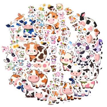 Imagem de 50 peças adoráveis adesivos de animais fofos de vaca infantil brinquedo para telefone laptop mala