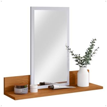 Imagem de Armário de Banheiro Aéreo Espelheira com Prateleiras Organizadora(banco/nature)