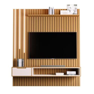 Imagem de Home Painel Ripado Tucumã 1.8 com 1 Gaveta com Led Nature/off White