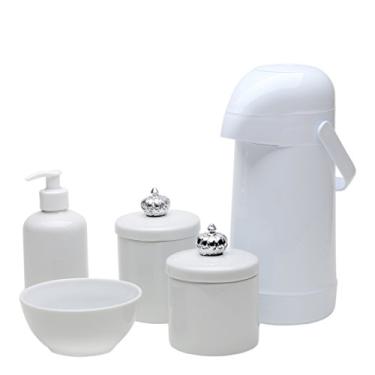 Imagem de Potinho de Mel Potes Garrafa Molhadeira E Porta Álcool-Gel Coroa Prata