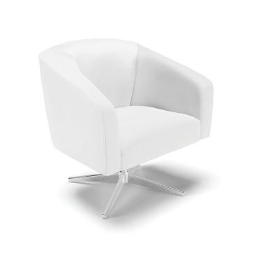 Imagem de Cadeira Sala De Jantar Giratória Base Cromada Stella Sintético D03 - D'rossi Cor Branco