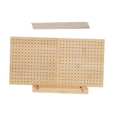Imagem de IEUDNS Tábua de bloqueio de crochê com 10 pinos de haste de aço Granny Versatile Wood Square Knitting Board Pegboard para crochê para iniciantes