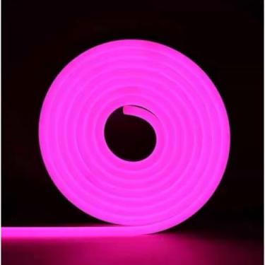 Imagem de Fita de Led，Mangueira Led Jardim， Neon Rosa com 5 Metros 12v Bivolt Flexivel Aprova a Agua com Fonte