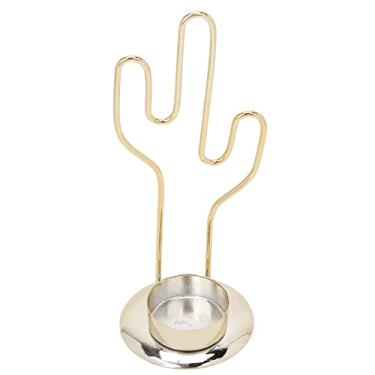 Imagem de Castiçal de castiçal de metal castiçal geométrico castiçal estilo nórdico ouro ferro cacto design decoração de casa para festa de casamento feriado