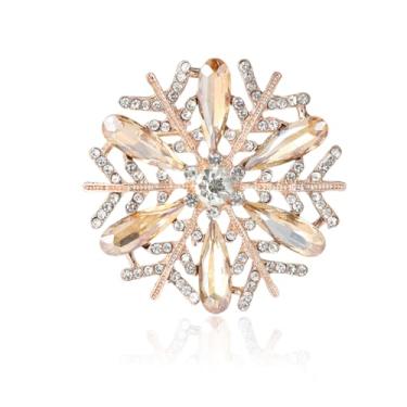 Imagem de Alfinetes delicados de strass floco de neve para mulheres homens CZ cristal flores de inverno alfinetes de lapela roupas elegantes saia vestido corpete distintivo família Natal casamento aniversário