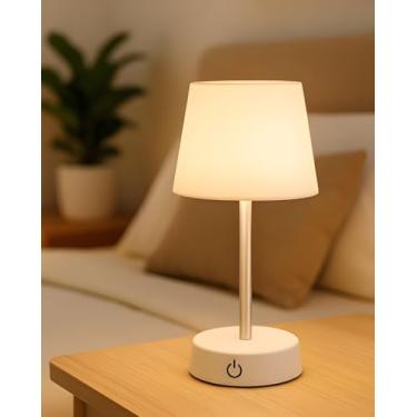 Imagem de Abajur de Mesa LED Recarregável Touch Sem Fio | Luz Amarela Regulável| Luminária para Quarto, Criado-Mudo, Escritório, Leitura e Decoração Moderna