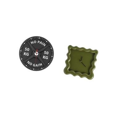 Imagem de Fenteer Relógio de Parede Quadrado Criativo 3D, Ornamento para Academia em Casa, Musculação, Treino, Levantamento de Peso, Decoração Silenciosa E Precisa para