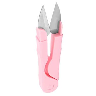 Imagem de Cortador de linha, mini tesoura de costura de fio de aço inoxidável portátil com tampa, suprimentos de costura | Tesouras de tecido para artesanato de costura doméstica (rosácea)