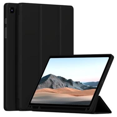 Imagem de Ocricll Capa para Samsung Galaxy Tab S6 Lite 10,4 polegadas 2024/2022/2020, capa traseira de TPU macio, fina, leve, inteligente, hibernar/despertar, com suporte para caneta S, preta