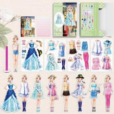 Imagem de Boneca Magnetic Princess Dress Up Paper Generic Lea com 30 roupas - Ma