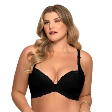 Imagem de Sutiã Plus Size Com Bojo Rendado Nayane Rodrigues, 52, Preto