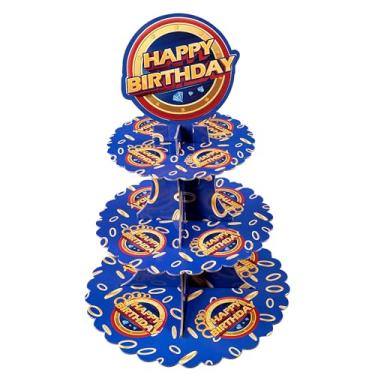 Imagem de Conjunto de suporte de cupcake de 3 camadas, suprimentos de festa de aniversário de anime, suporte de cupcake premium, bandeja criativa em camadas, prato de exibição de torre de cupcake ideal para