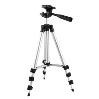 Imagem de Tripé Portátil Universal Para Celular e Câmera – Altura Ajustável 35–110cm | Cabeça 360° | Em Alumínio com Estabilizador de Imagem