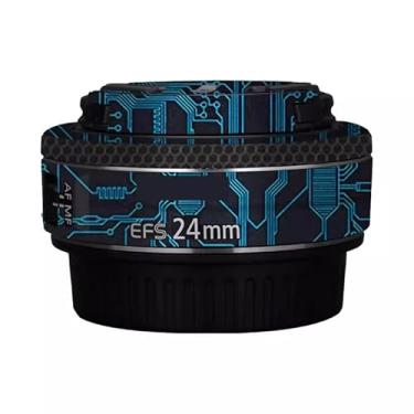 Imagem de EFS 24 2.8 Adesivo de lente de câmera para Canon EF-S 24 mm F2.8 Película protetora de vinil decalque skin (azul circuito)