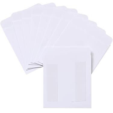 Imagem de 100 bolsos para cartão de biblioteca, envelopes autoadesivos de 9 x 11 cm, bolsos de envelope de sala de aula ideais para organização, pequeno bolso de biblioteca para livros de biblioteca pública de