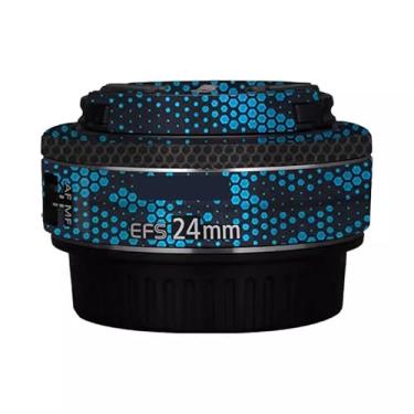 Imagem de EFS 24 2.8 Adesivo de lente de câmera para Canon EF-S 24 mm F2.8 Película protetora de vinil decalque skin (azul Mamba)
