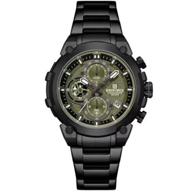 Imagem de Relógio Masculino Quartzo Com Cronógrafo Esportivo Impermeavel Em Aço Inoxidável Verde Musgo