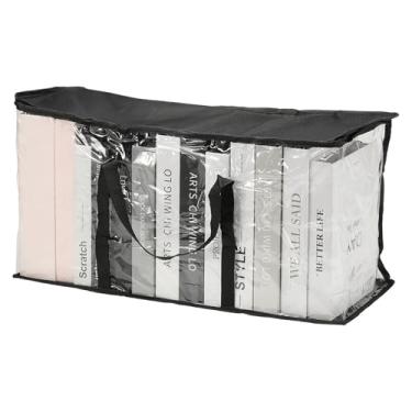 Imagem de PATIKIL Sacos de armazenamento transparentes de 65 x 20 x 59 cm, sacos de armazenamento de plástico, organizadores grandes com zíper, organizador de lençóis de cama dobrável com alças de zíper para