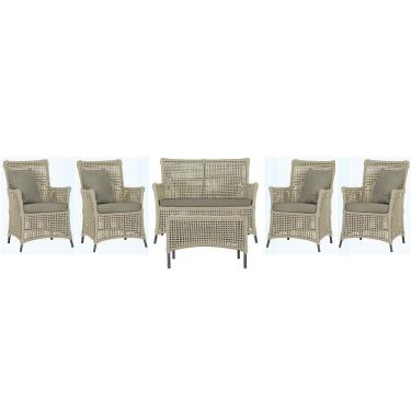 Imagem de Jogo Sofá 4 Poltronas E Mesa Igapó Preta E8 Trama Original Rami