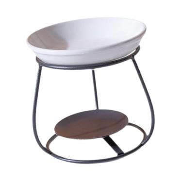 Imagem de MotiveTech Queimador de óleo de cerâmica, aquecedor de óleo, suporte moderno para velas tealight, queimador de cera derretida, estrutura de ferro para sala de, Preto
