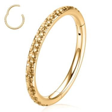 Imagem de GAGABODY Brincos de cartilagem, argola de concha, piercing de concha, 16 g, brinco Daith, argola de nariz de aço cirúrgico, calibre 16, anel de septo de 8 mm, joia de ouro hélice torre