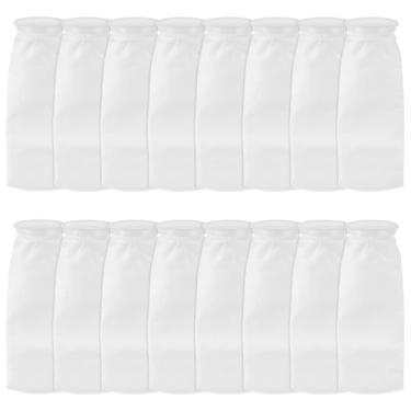 Imagem de Chewtoyo Meias de filtro de anel de 10 x 38 cm para tanques de peixes, 16 unidades de sacos de filtro de aquário de 200 m, meias longas para aquários de água salgada para aquário de água doce, brancas