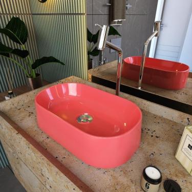 Imagem de Cuba Apoio Oval Laila O42w Rosa