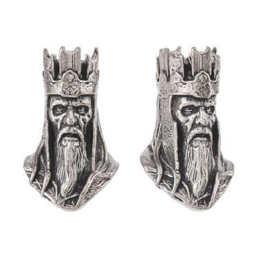 Imagem de DICOSMETIC 2 peças de contas de paracord de latão a granel King Knife Lanyard Bead King Head EDC Charm Beads Antique Silver Large Hole Bead for Knife Lanyard Keychain Bracelet, Buraco: 6 mm