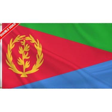 Imagem de HVATLTL Bandeira de barco Eritreia com 3 camadas dupla face, 30 x 45 cm, nylon 220D resistente, cores vivas, bandeiras náuticas da Eritreia com 2 ilhós de latão para barco, quadriciclo, caminhão