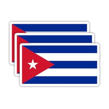 Imagem de (3 peças) Adesivos de bandeira de Cuba, adesivos de bandeira dos países - Decalques de vinil à prova d'água para laptops, copos, garrafas de água, livros, álbuns de recortes, tamanho 7 x 4 cm