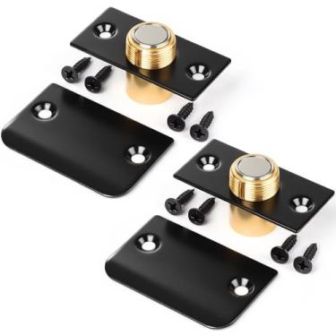 Imagem de Pacote com 2 travas magnéticas fortes, travas de porta tipo bola silenciosa, trava de porta esférica ajustável, adequada para armários de cozinha, gavetas, guarda-roupas, portas de armário, preto