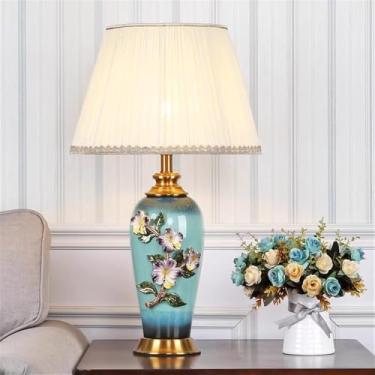 Imagem de Luminária de mesa contemporânea de luxo em cerâmica com LED, estilo retrô americano, perfeita para decoração de sala de estar, quarto, escritório, casa de campo ou hotel (Estilo 8)