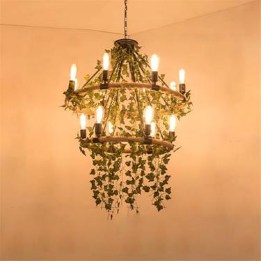 Imagem de Lustre Americano Pastoral LED Industrial Retrô Criativo Música Restaurante Bar Cafeteria Loja de Chá Loja de Roupas Plantas Verdes Decoração Luminária Pendente (J 14 Lâmpadas)