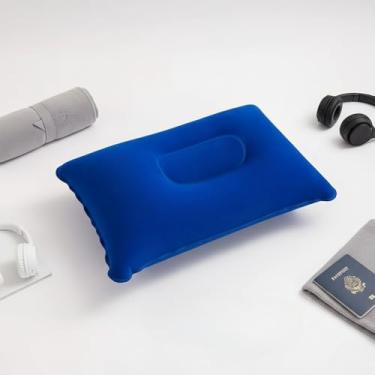 Imagem de Travesseiros para viagem, acampamento, caminhada, travesseiro inflável ultraleve, suporte lombar, confortável, travesseiros ergonômicos, 34 x 22 cm