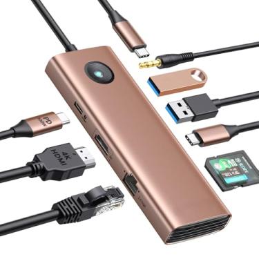 Imagem de Estação de ancoragem USB C 9 em 1 com HDMI 4K, Ethernet 2,5 G, carregamento PD de 100 W, cartão SD/TF, VGA e 3 portas de dados USB 3.0, adequada para MacBook Pro/Air/Dell/Lenovo, etc