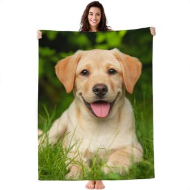 Imagem de KLRIGR Cobertor de lã macio e aconchegante para sofá, microfibra fofa premium, cachorro Labrador Retriever, 127 x 152 cm