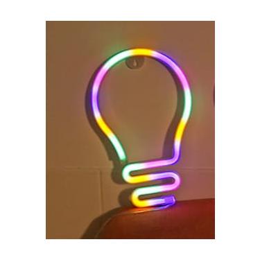 Imagem de Luminária Placa Led Neon - Letreiro de Luz Parede USB Pilha(Lâmapada Arco íris)