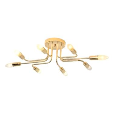 Imagem de Plafon Metal Dourado 78x56x16cm 8 Lâmpadas E27 Sindora (Dupla Voltagem)
