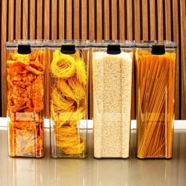 Imagem de Pote de armazenamento cafe Monte seu Kit Pote Hermético para Mantimentos de Cozinha Dispensa Armário Plástico(4 Potes - 2,2 Litros)