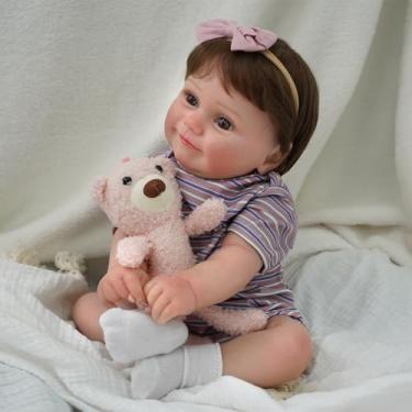 Imagem de Brastoy Bebê Reborn Boneca Silicone Realista Menina Pintada Original 48cm (Olhos Castanhos)