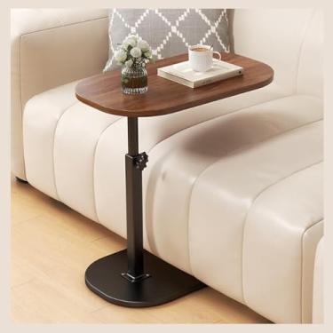 Imagem de BSNANCA Mesa lateral premium em forma de C, bandeja ajustável para cama de hospital com rodas giratórias sobre a cama para laptop, leitura, comida, suporte adequado para idosos acamados (nogueira